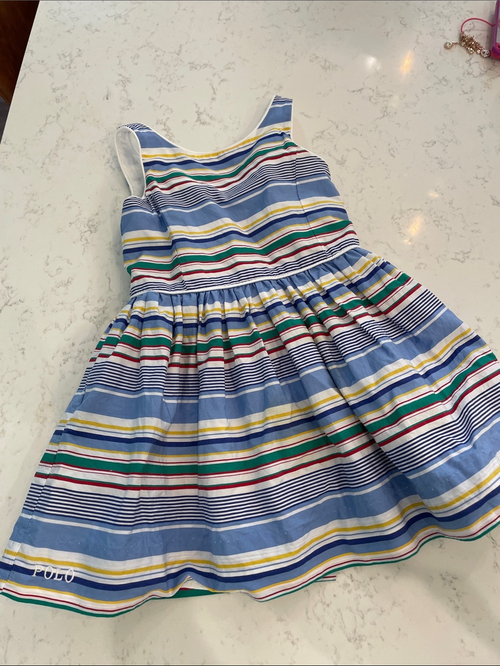 Polo by Ralph Lauren Blue Multi-Stripe Cotton Sundress
